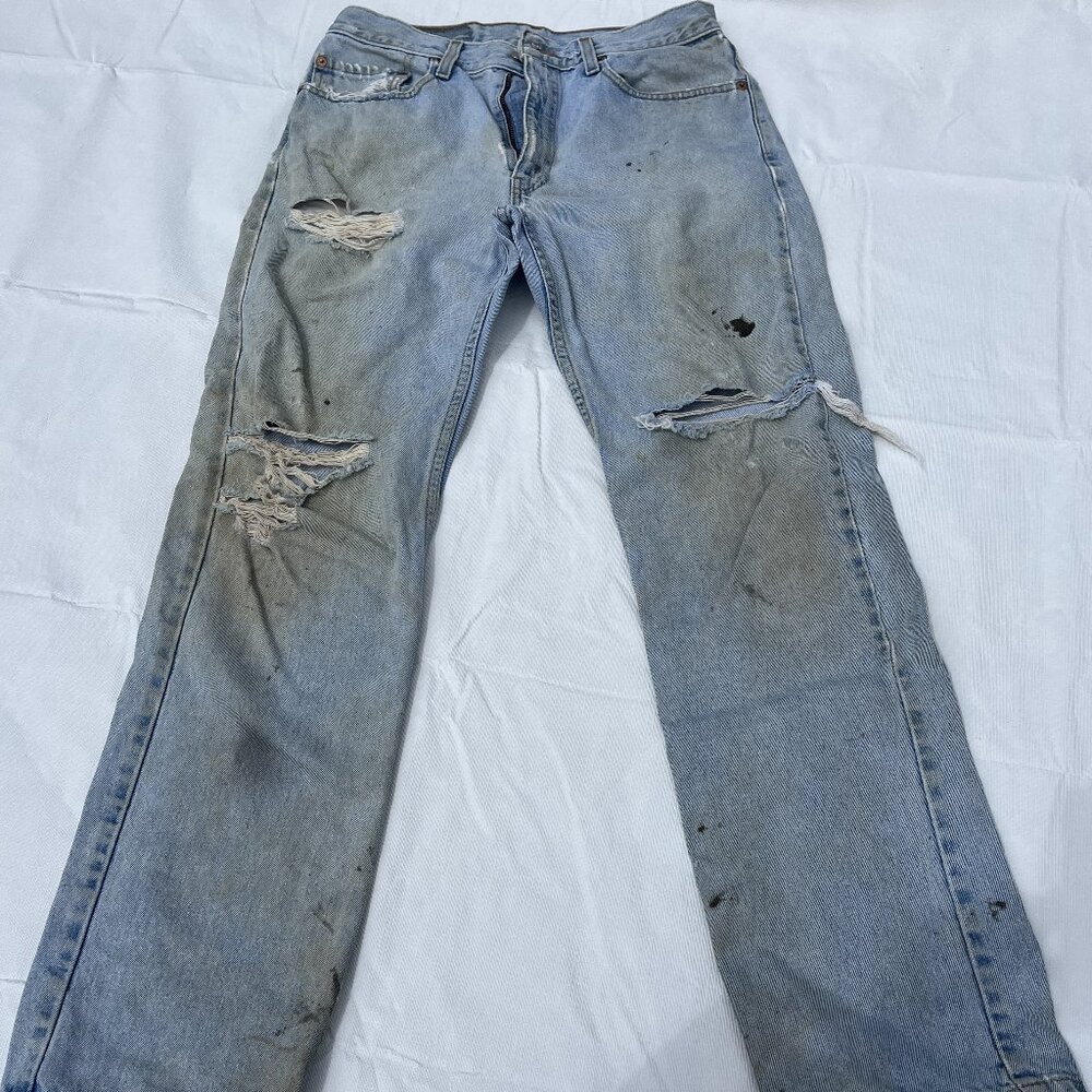 Vintage Levis 505 Regular Fit Straight Leg Jeans Size 32x32 Distressed Holes